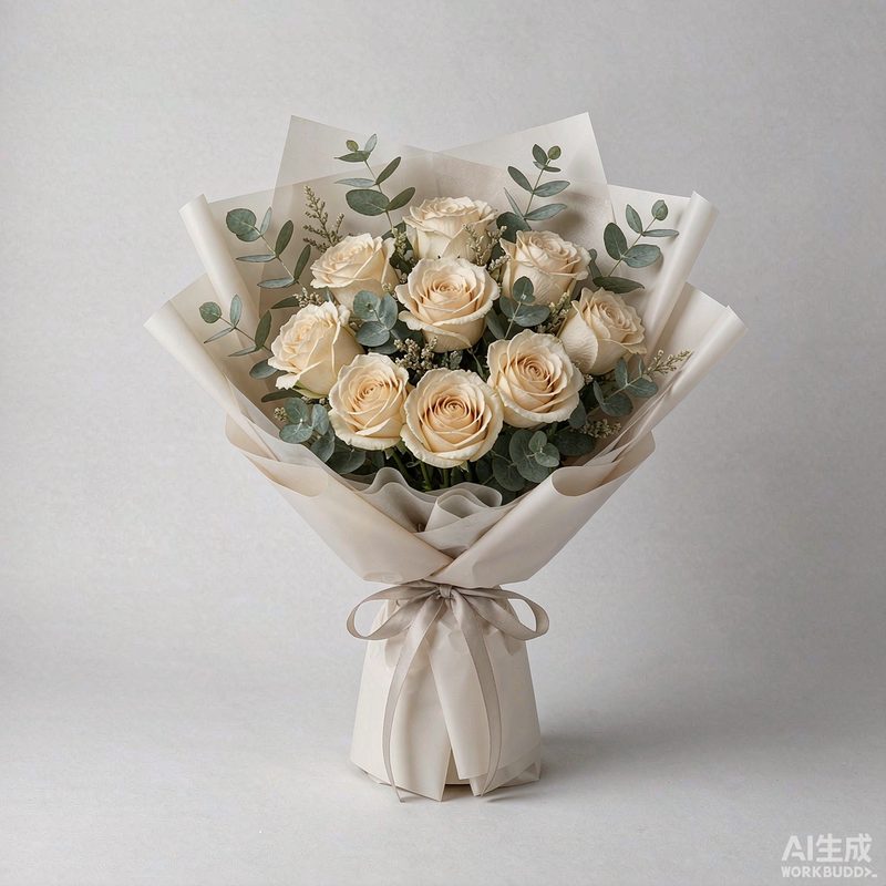 香槟玫瑰花束 11枝｜深圳龙华鲜花花束同城配送