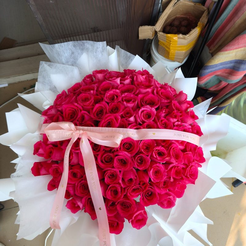 999朵粉玫瑰鲜花束生日告白花束送女友老婆闺蜜花店送花上门|保定送花
